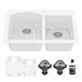 thumbnail image 3 of Karran 33" Drop-In/Top Mount Quartz Composite 1-Hole 60/40 Double Bowl Kitchen Sink Kit in White, 3 of 4