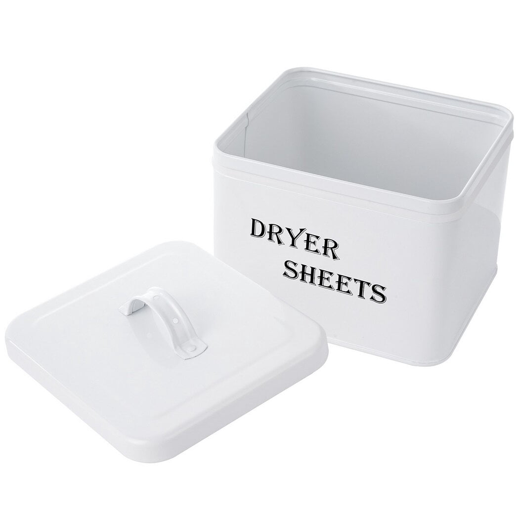 Metal Dryer Sheets Container with Lid, Vintage Style Organizer Box, Farmhouse Metal Dryer Sheet Holder, Laundry Room Decoration