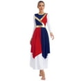 thumbnail image 2 of Doomiva Liturgical Dance Dresses for Women Color Block Praise Dance Dress Asymmetrical Worship Tunic Navy Blue&Red XXL, 2 of 7