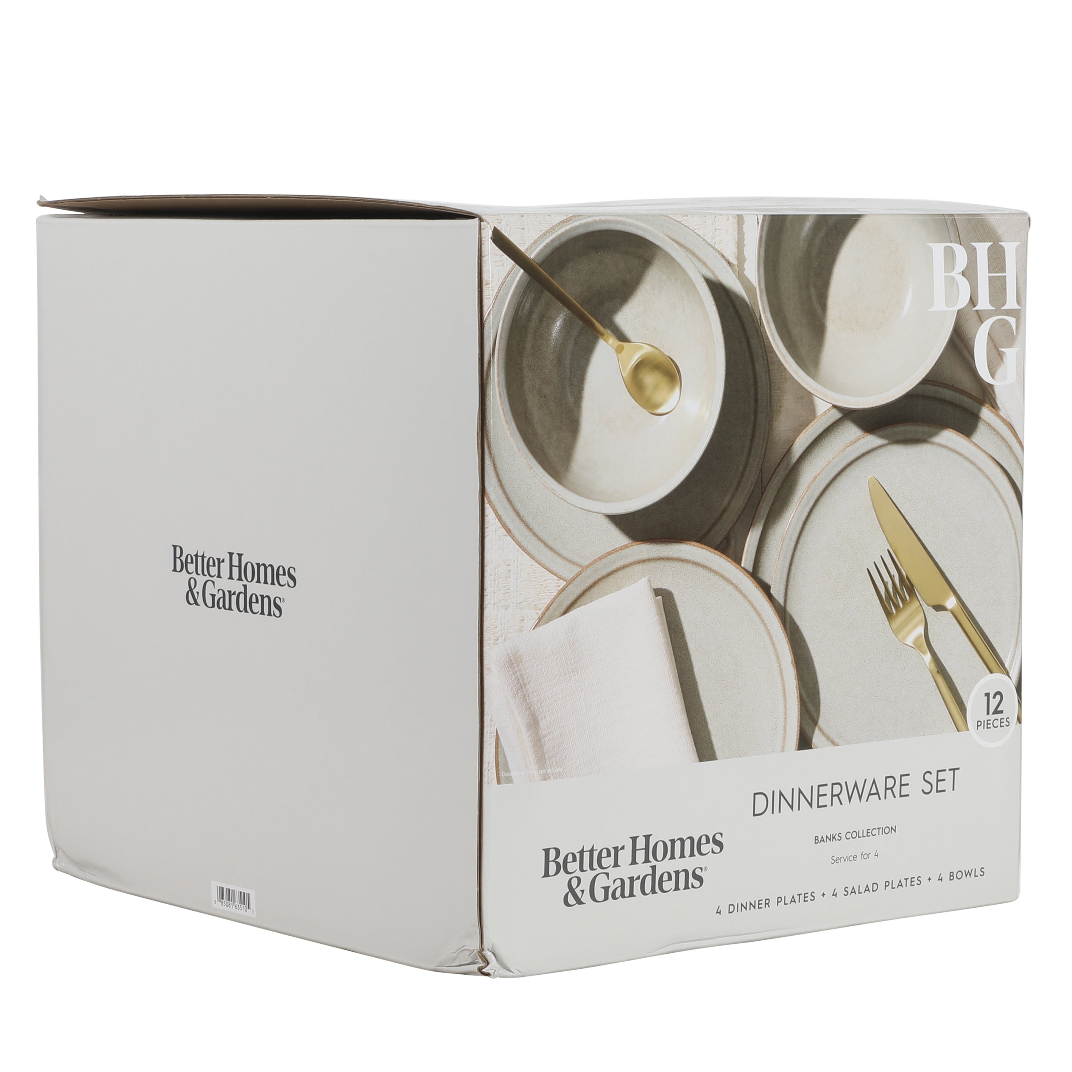 Better Homes and Gardens Banks Cream 12-Piece Stoneware Dinnerware Set