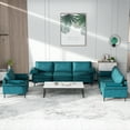 thumbnail image 3 of Costway Modern Linen Comfortable Backrest Cushions Standard Sofa with Pillows, Peacock Blue, 3 of 9