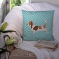 thumbnail image 3 of Carolines Treasures BB3702PW1414 Basset Hound Checkerboard Blue Fabric Decorative Pillow, 3 of 4