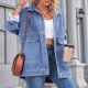 thumbnail image 5 of Chaqueta Vaquera de Mujer, Estilo Boyfriend, Extragrande, con Botones, Larga, Aberturas Laterales Azul L, 5 of 9