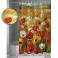 thumbnail image 4 of Floral Shower Curtain, 48" x 72", Red White Poppy Sea Of Flowers Sky Lawn Oil Painting Waterproof Bathroom Curtain Washable Shower Curtain Set with 12 Hooks, 4 of 6
