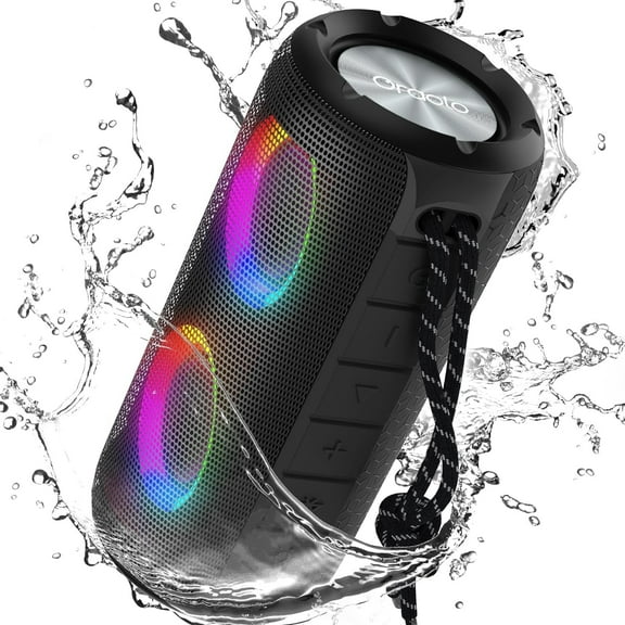 Oraolo Luster Bluetooth Speaker , Portable Speaker with Colorful Lights, Stereo Sound, Bluetooth 5.3, 24H Playtime, IPX6 Waterproof, AUX-in, Speaker for Outdoor Camping