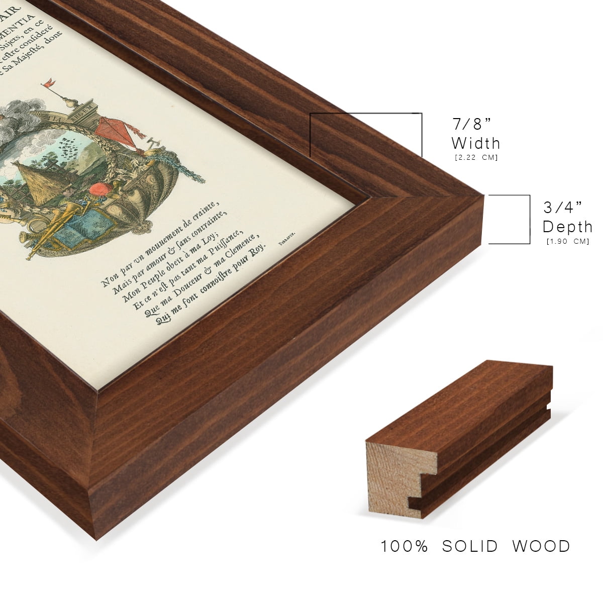 Printed Embellished Bookplate III - Framed Print w/glass - Chestnut