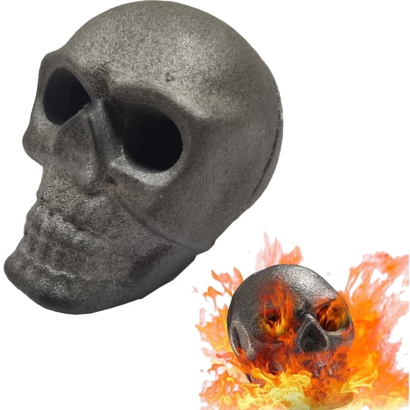Leutsin Accessoires de Décoration d'Halloween, Crâne Ignifuge en Fer, Cratère en Métal, Poêle à Crâne, Décoration de Barbecue, Accessoires de Simulation de Crâne
