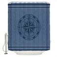 thumbnail image 2 of Nautical Compass Waterproof Fabric Shower Curtain, Navy Blue Striped Coastal Compass Shower Curtain for Bathroom Curtains Bathtubs Hotel Washable Shower Curtains with 12 Hooks Stall 54x78in, 2 of 6