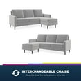 Queer Eye Wimberly Pillowback Sofa Sectional, Light Gray Velvet