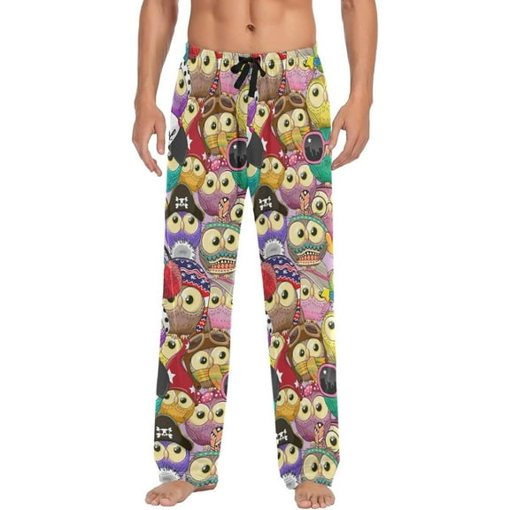GZHJMY Owl Pajama Pants for Men, Lounge Pants Lightweight Men Pajama Bottoms with Drawstring Pockets, Christmas New Year Birthday Gifts, Large