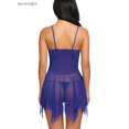 thumbnail image 5 of BadPiggies Women Lingerie Lace Babydoll Sleepwear Boudoir Outfits V Neck Strap Chemise Sexy Langeray G-string Sleepdress (M, Navy), 5 of 5