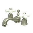 thumbnail image 1 of Two Handle 4 in. to 8 in. Mini Widespread Lavatory Faucet with Brass Pop-up, 1 of 1
