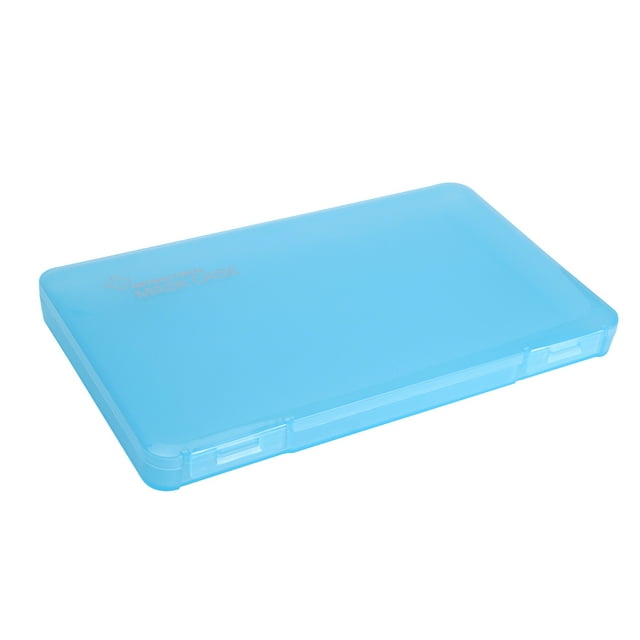 fashionhome Portable Face Cover Storage Case Reusable Dust-proof Plastic Mouth Covering Organizer Transparent Printed Blue