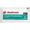 Dealmed Alcohol Antiseptic Swabsticks - 3 Swabsticks Per Package, 25 Per Box