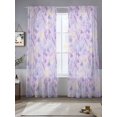 thumbnail image 2 of Purple Floral Retro Sheer Curtains 84 Inch Length 2 Panels Set, Abstract Vintage Floral Botanical Voile Window Treatment Rod Pocket Curtains Sheers Drapes for Bedroom/Living Room/Kitchen 52"x84"x2, 2 of 7
