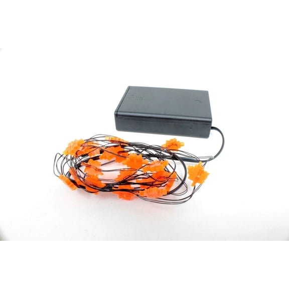 20 LED Orange Maple Fall Leaves w/Timer Garland String Lights-Battery Operated,Waterproof Dimmable Holiday Lights for Indoor Outdoor Patio Garden Fall Lights Harvest Thanksgiving Christmas Decor