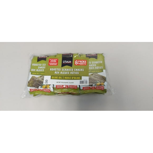 Ushia Premium Roasted Seaweed Extra Virgin Olive Oil 6pk 30g, Premium Roasted Seaweed Extra Virgin Olive Oil 6pk