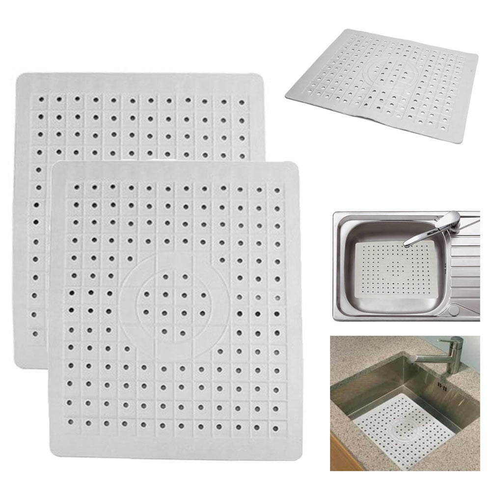 Kitchen Sink Mat Dish Drainer Cup Glass Scratch Protector Anti Slip Clear Pebble 