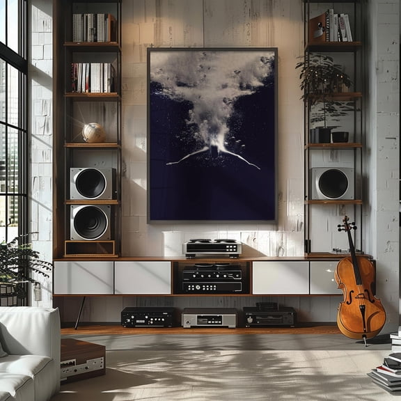 PosterArt Underwater Ocean Poster Wall Art, Black And White Fine Art Photography Of Woman Floating For Modern Minimal Decor, 8x12 UNFRAMED