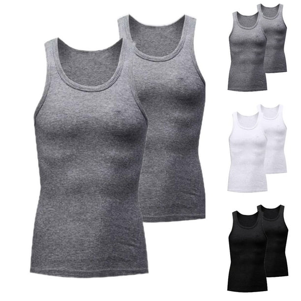 Penkiiy Camisas sin mangas de compresión de 2 paquetes para hombres, camiseta de entrenamiento de gimnasio deportiva
