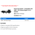 thumbnail image 2 of Power Seat Switch - Compatible with 2008 - 2013 Nissan Rogue 2.5L 4-Cylinder 2009 2010 2011 2012, 2 of 2