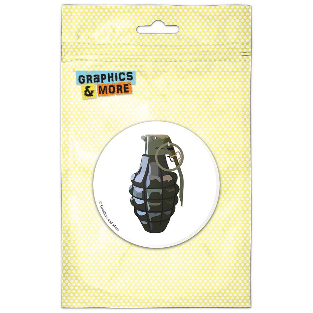 Graphics and More Hand Grenade Frag Explosive Weapon on White Pinback