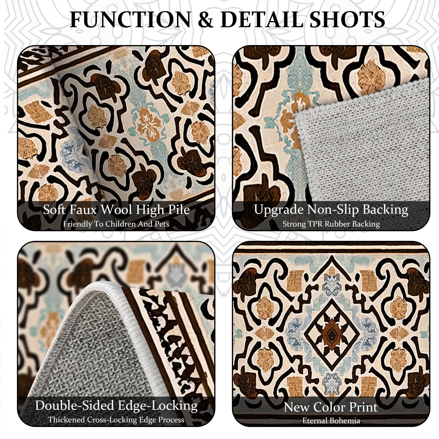 TECHVIDA 2'x8' Hallway Runner Rug Boho,Non Slip Machine Washable Rugs for Hallway Kitchen,Dark Brown