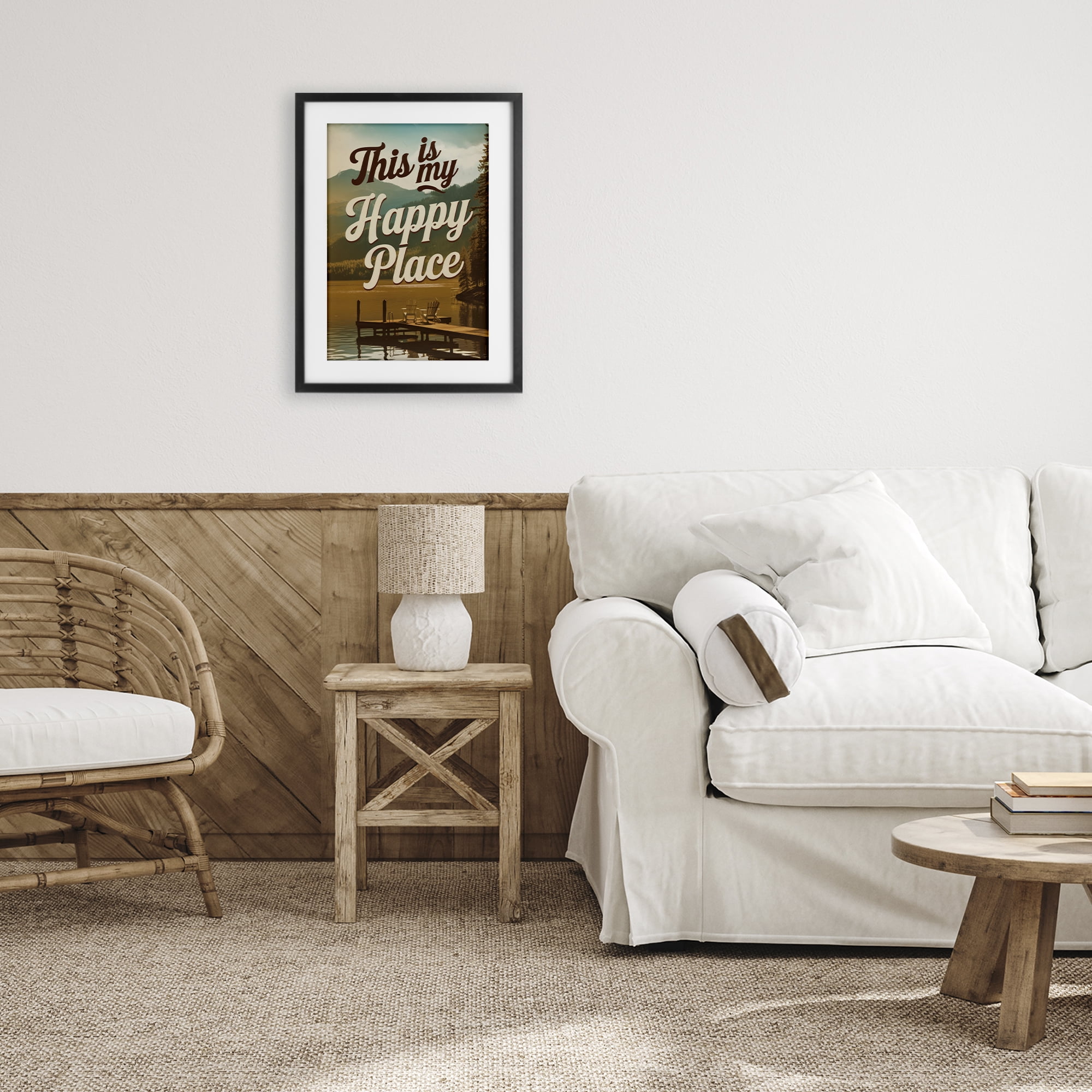 Stupell Industries Vintage My Happy Place Black Framed Print Under Glass, design by Andreas Magnusson