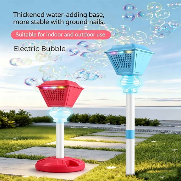 Rechargeable Bubble Machine With Lights And Music, 150ml Street Lamp Bubble Blower, Red