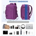 thumbnail image 3 of WANDF Expandable Travel Backpack 17 In Laptop Backpack with Wet Pocket For Spirit Airlines,Underseat personal item travel bag Hand Luggage, Large Casual Daypack for Weekender Business(Purple Bag), 3 of 11