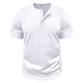 thumbnail image 3 of SWSMCLT Men's Button Henley Shirt Pull On Cotton Elasthane Breathable Spring Regular Fit Tee Comfy Shirt Casual White 3X-Large, 3 of 5