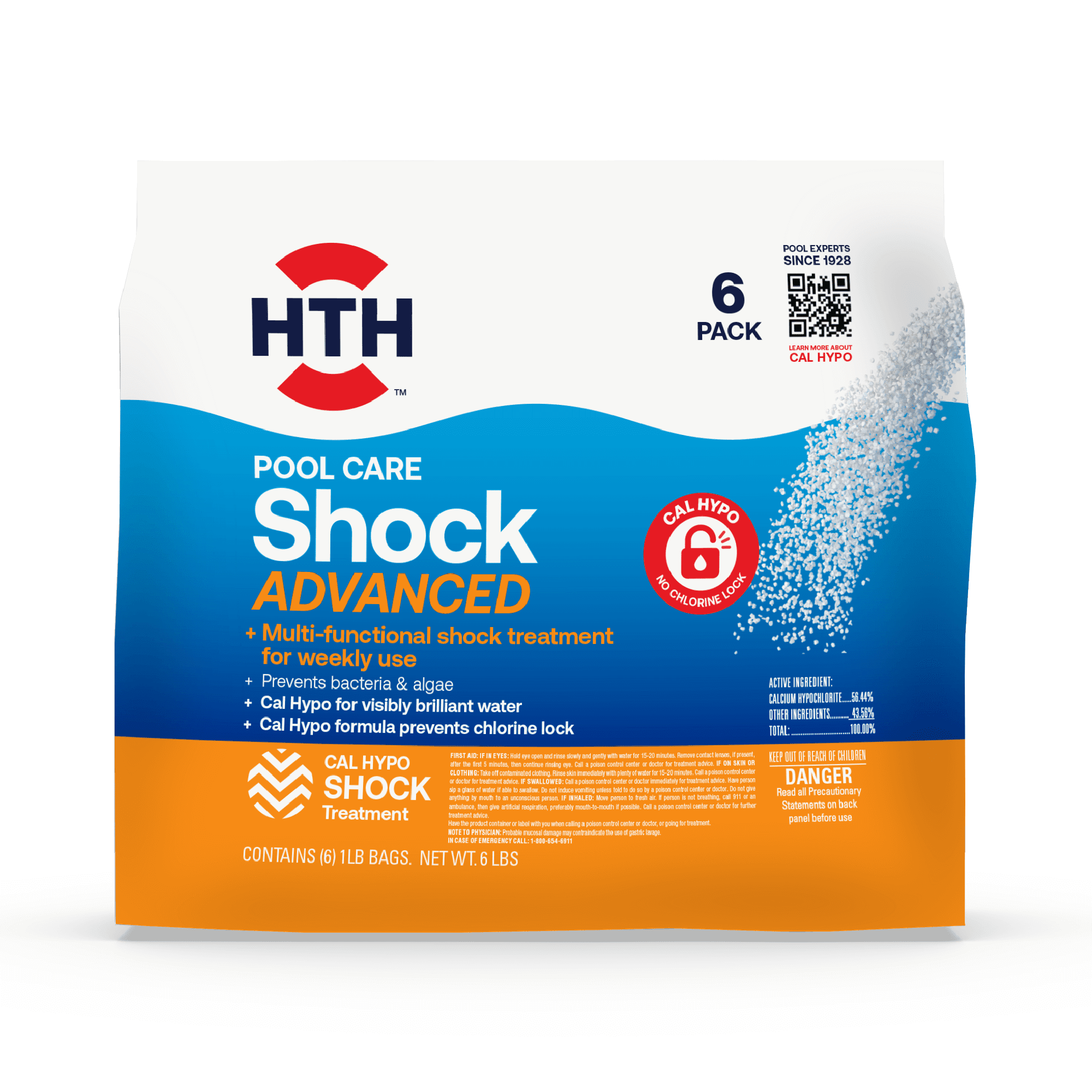 HTH Pool Care Shock Advanced for Swimming Pools, 1 lb (Pack of 6)