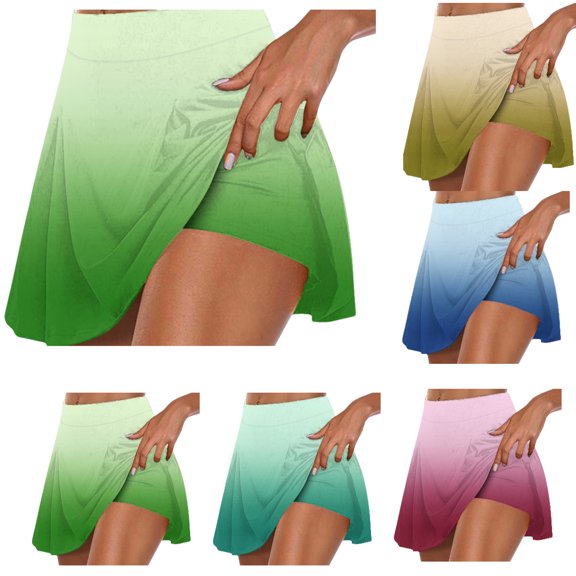 HAOTAGS Skirts for Women,Breathable Running Yoga Summer Skort Green XL