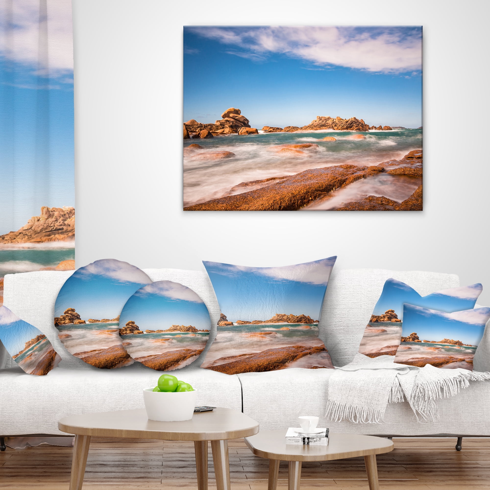 Designart Atlantic Ocean Cost in Brittany - Photography Throw Pillow - 16x16