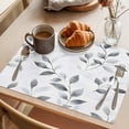 thumbnail image 3 of Gray Leaves Placemats Set of 6 Spring Rustic Branches Botanical Place Mats Indoor Wipeable Table Mats Washable Cloth Dining Table Placemats for Kitchen Holiday Party Home Decor 13x19 Inch, 3 of 9