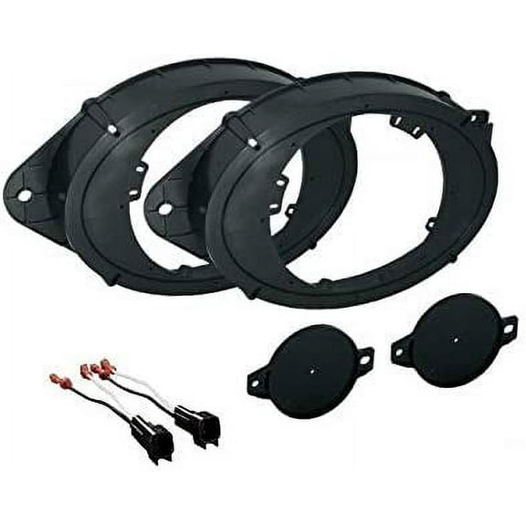 6.5" 6.75" or 6x9 Front Door Car Speaker Install Adapter and Tweeter Mount Plates w/Speaker Wire Connectors -Made for GMC: 2014-2024 1500, 2015-2024 2500/3500  More