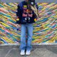 thumbnail image 4 of Hasoubiao-Chaqueta nueva de primavera y otoño, estilo deportivo, estampado negro, informal, holgada, manga larga, 2024, 4 of 5