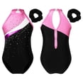 thumbnail image 5 of TiaoBug Kids Girls Figure Skating Dance Costume Sleeveless Ballet Dance Leotard with Chiffon Wrap Skirt Hair Band Set Pink 8, 5 of 6
