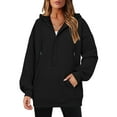 thumbnail image 2 of Womens Hoodies Quarter Zip Pullover Oversized Sweatshirts Half Zip Pullover With Pockets Fall Clothes, 2 of 7