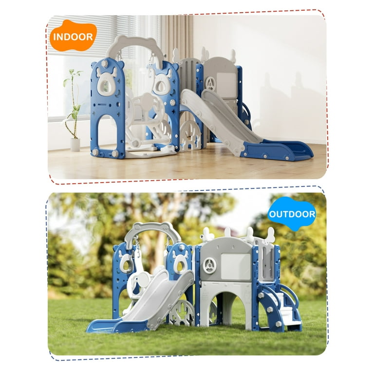 YUFU 13 in 1 Toddler Slide Swing Set with Golf Drawing Board for
