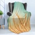 thumbnail image 4 of Harvest Soft Flannel Fleece Throw Blanket, Wheat Field and Blue Sky Agriculture Themed Abstract Composition, Cozy Plush for Indoor and Outdoor Use, 50" x 60", Yellow Orange Mint Green, by Ambesonne, 4 of 5
