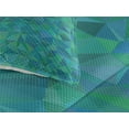 thumbnail image 3 of Ambesonne Abstract Quilted Coverlet 3 Pcs, Triangle Mosaic Design, Queen Size, Green Navy, 3 of 4