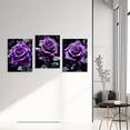 thumbnail image 5 of ZHONGYUTONG Purple Rose Canvas Wall Art 3 Piece Flower Pictures Wall Decor Black and White Floral Painting for Living Room Decor Framed (11.00" x 14.00" x 3PCS), 5 of 5