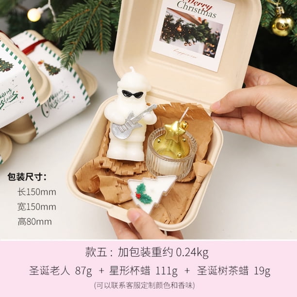 Juego de 6 velas con forma de árbol de Navidad | Velas de cera de soja en capas para decoración navideña | Velas con aroma a abeto balsámico y mecha de madera