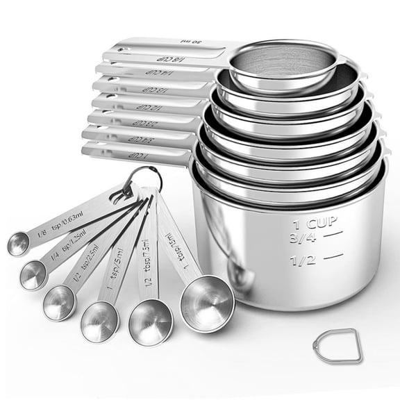 Stainless Steel Measuring Cups and Spoons Set, Cups and Spoons,Kitchen Gadgets for Cooking and Baking 13Pcs
