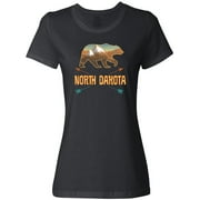 Inktastic North Dakota Vacation Bear Silhouette Women's T-Shirt