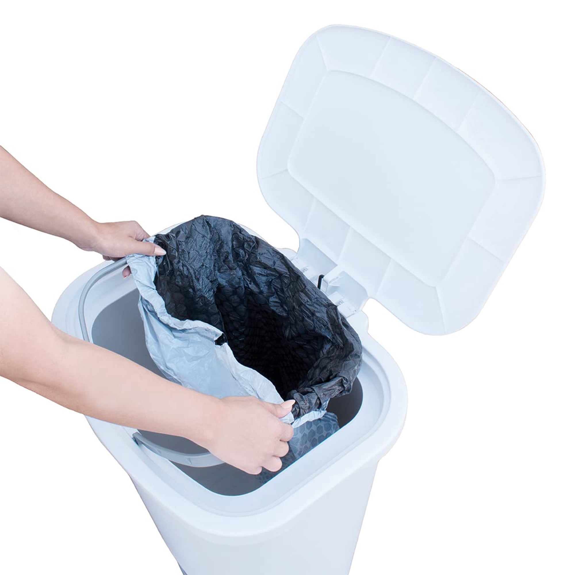 Open Box Glad Kitchen Trash Can with Lid, Foot Pedal and Garbage Bag Rings