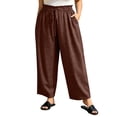 thumbnail image 3 of Women's Polyester Loose Fit Pants with Elastic Waist, Drawstring Closure & Pockets, Summer Beach Casual Lounge Pants, | VerBelle,Wine 5XL, 3 of 9