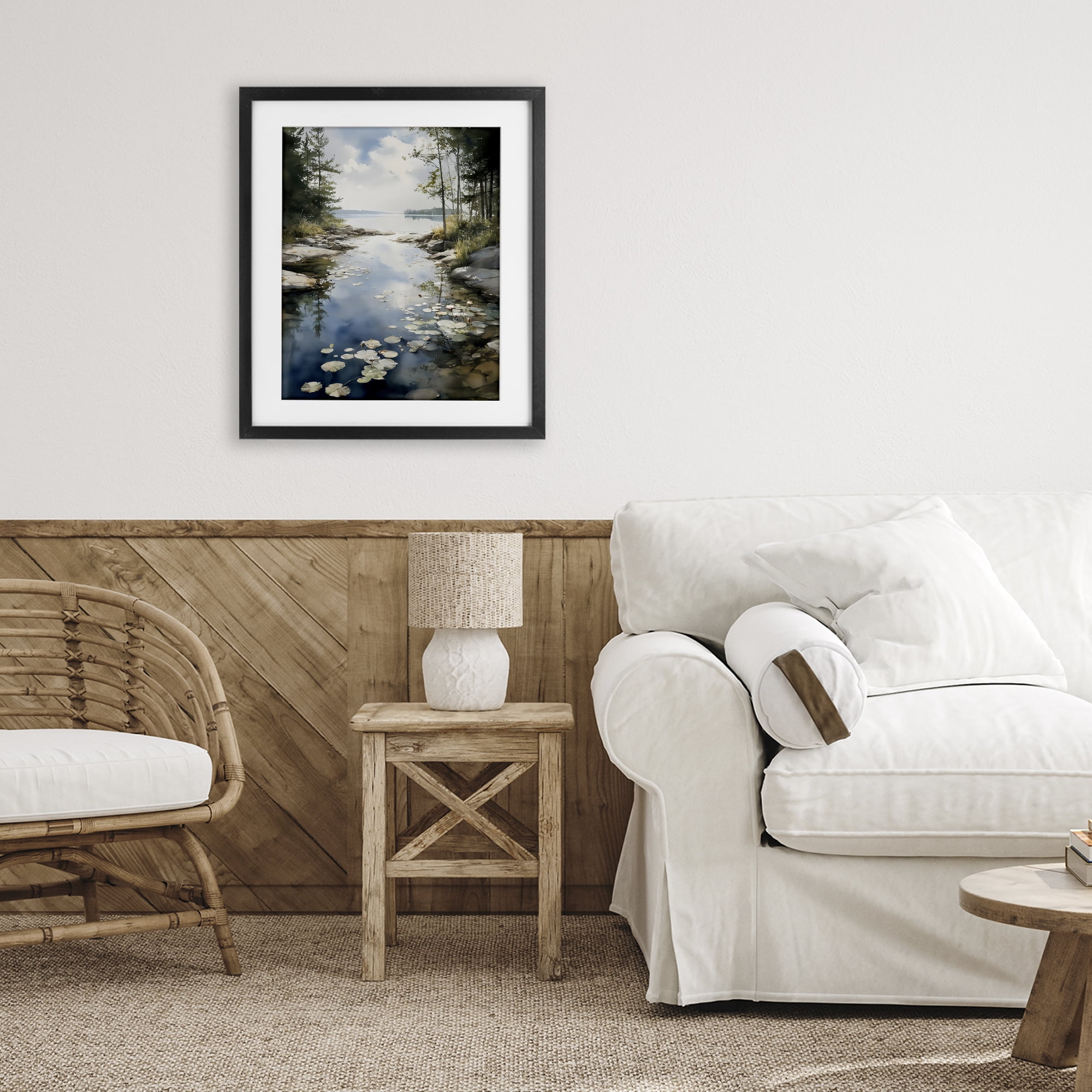 Stupell Industries Lilypad Inlet Reflection Black Framed Print Under Glass, design by Franklyn Gregory