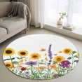 thumbnail image 3 of Summer Floral Round Area&nbsp;Rug 3.3ft Sunflower Daisy Lavender Country Rustic Plant Non-Slip&nbsp;Washable Circle Rugs Soft Felt Indoor Floor Mat for Bedroom Kitchen Living Room Bathroom, 3 of 9